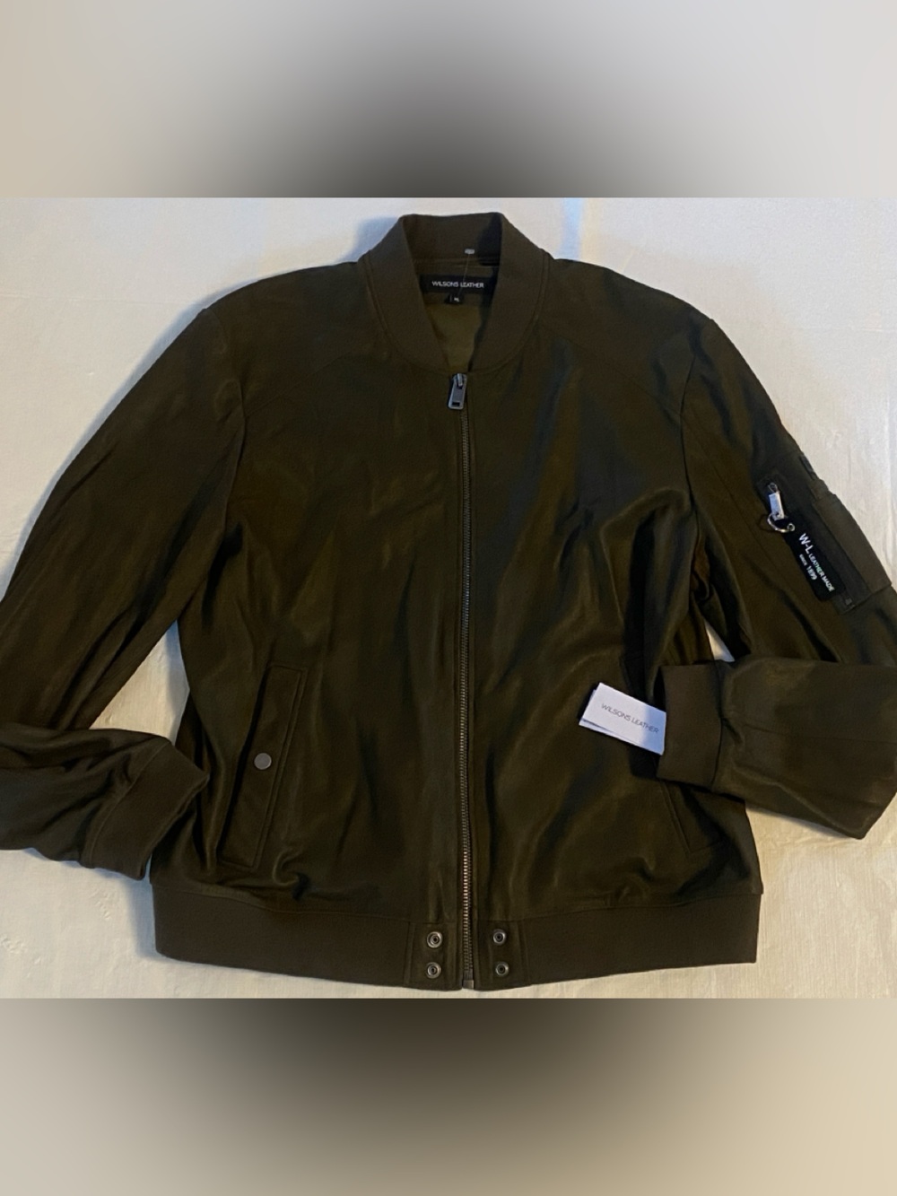 Wilsons leather NWT Dark Olive Green Bomber Jacket leather suede men’s XL